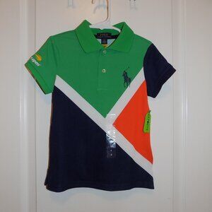 Polo RALPH LAUREN Performance Shirt 6 Big Pony US Open Colorblock Boys NWT NEW